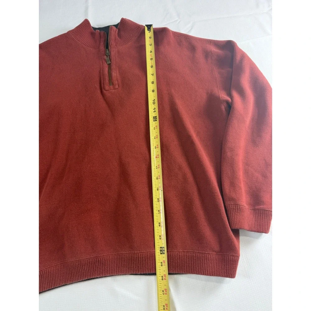 Tommy Bahama Mens Reversible Quarter Zip Sweater Rust Orange Charcoal Grey L